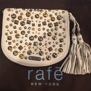 Rafe New York white leather studded clutch